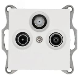 Розетка TV+FM+SAT9.5 мм оконечная с накладкой, цвет белый глянцевый