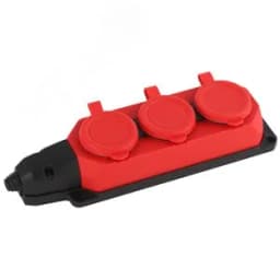 Колодка каучуковая с/з 3гн 16A IP44 красная (9/90/540) ЭРА