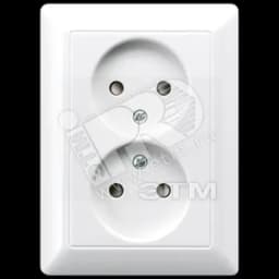 Розетка сдвоенная 16A 250V без заземления с полной платой белый