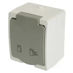 Розетка 1местная с крышкой сз STEKKER PST261154 пластик АВS 250В 16А IP54 белыйсерый 49727