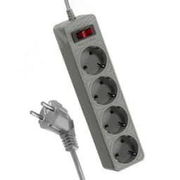 Сетевой фильтр 1,5м 4 гнезд, пвс 3х0,75мм2, серый, КОСМОС