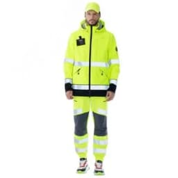 Куртка-софтшелл сигнальная Энцелад, цвет флуоресцентно-желтый с черной отделкой, р. 104-108/170-176