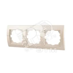 DERIY Рамка 3-ая горизонтальная жемчужно-белая металлик