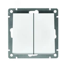 Выключатель двухклавишный UNIVersal серия Афина , с/у, 10А, 220В, механизм, белый (еврослот)