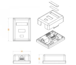 Розетка компьютерная RJ-45(8P8C) Hyperline SB1-1-8P8C-C6-SH-WH