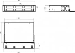Бокс оптический универсальный 19" выдвижной Hyperline FO-19V-2U-6xSLT-W130H30-48UN-BK