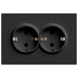 Розетка 2местная с защитной шторкой STEKKER сз 250В 16А серия Эмили RST16511405 черный уголь soft touch 49856