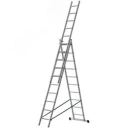 Лестница трехсекционная алюминиевая, 3x10 ступеней, H=285/481/674 см, вес 12.19 кг
