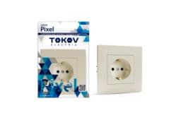 Розетка 1-м СП Pixel 16А IP20 с заземл. защ. шторки механизм беж. TOKOV ELECTRIC TKE-PX-R1ZSF-C02