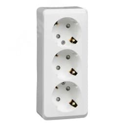 ЭТЮД Розетка тройная открытой установки с заземлением со шторками 16А 250B,белый