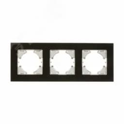 Рамка 3-местная Ugra стекло, чёрный