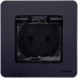 Розетка 1-м СП Inspiria 16А IP44 250В 2P+E защ. шторки с крышкой немецк. стандарт механизм антрацит Leg 673743