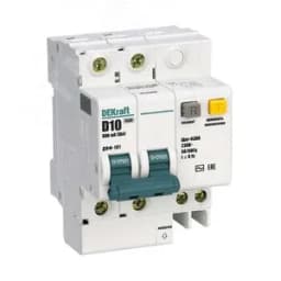 Выключатель автоматический дифференциальный АВДТ встроенная защита от сверхтоков 2Р 10А 300мА AC D ДИФ-101