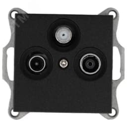 Розетка TV+FM+SAT9.5 мм оконечная с накладкой, цвет Антрацит Jasmart