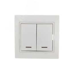 MIRA Выключатель двухклавишный с подсветкой белый с белой вставкой