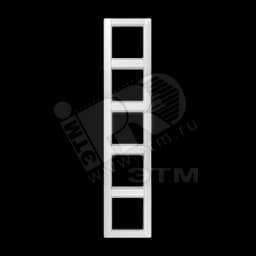 Рамка 5 постов универсальная с полем для надписи белая JUNG