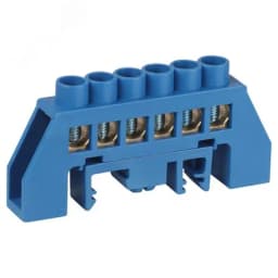 Шина NO-224-109 N ноль в комбинированном изоляторе на DIN-рейку ШНИ-8х12-6-Д-синий