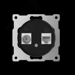 Розетка двойная антенна/компьютер TV/RJ45 кат.5e, цвет черный (серия Florence) 7700247 ССТ