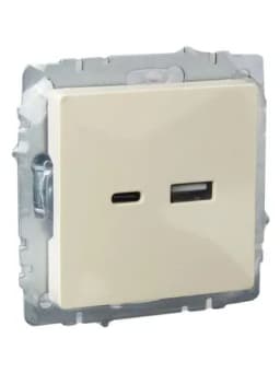 Розетка BRITE USB A+C 18Вт РЮ11-1-БрКр механизм беж. IEK BR-U22-018-K10