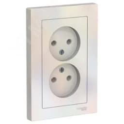 Розетка ATLASDESIGN двойная без заземления 16А в сборе жемчуг Systeme Electric