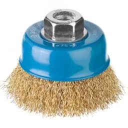 Щетка чашечная для УШМ, витая латунированная стальная проволока 0,3мм, 75ммхМ14 "Профессионал".