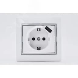 Розетка Мира с/з 16A с USB 2.1A скрытой установки белая с серой вставкой 701-0215-181 Lezard