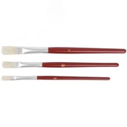 Кисти художественные, натуральная щетина, деревянная ручка, плоские, набор 3 шт FIT