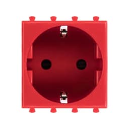 Розетка 1-м 2мод. Avanti "Красный квадрат" 16А IP20 2P+E защ. шторки красн. DKC 4401002