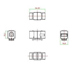 Вставка формата Keystone Jack с проходным адаптером USB 2.0 (Type A-B) Hyperline KJ1-USB-A-B2-WH