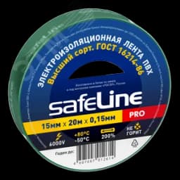 Изолента ПВХ зеленая 15мм 20м Safeline Росэл