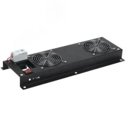 Панель вентиляторная с выключателем и термостатом 2 модуля черная