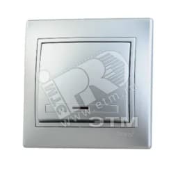 Выключатель одноклавишный, с подсветкой, металлик, серый Lezard