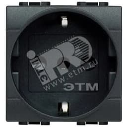 Розетка 2П с заземлением 10А/16А с защитными шторками 2 модуля