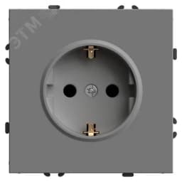 Розетка 1-местная с защитной шторкой с/з (механизм), 250В, 16А, серия Эмили, платиново-серый, soft t