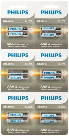 Элемент питания алкалиновый AAA/LR03 1.5В Entry отрывной набор (блист. 12шт) Philips Б0064646