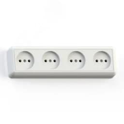 ОПТИМА Розетка открытой установки четырехместная, 16А  РА16-402, белая