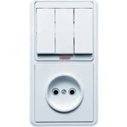 БЭЛЛА Блок БКВР-212 Выключатель трехклавишный с индикацией + розетка белый