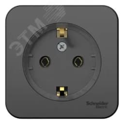 Розетка BLANCA наружная, с заземлением, без шторок, (тонкая), с изолирующей пластиной 16А, 250В, антрацит