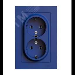 ATLASDESIGN РОЗЕТКА двойная с заземлением, 16А, в сборе, АКВАМАРИН Systeme Electric