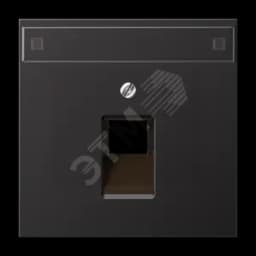 Крышка для одинарной телефонной и компютерной розетки UAE с полем для надписи dark (лакиров. алюминий)
