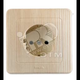 Розетка скрытая с заземлением со шторками сосна