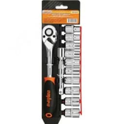 Набор головок торцевых с аксессуарами 1/2"DR, 10-19 мм, 12 предметов Ombra