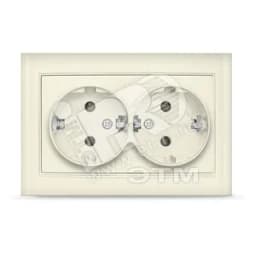 Розетка Бриллиант двойная с заземлением слоновая кость