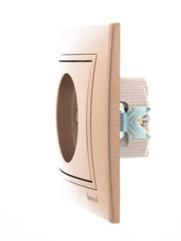 Розетка 1-м СП Mira 16А IP20 без заземл. со вставкой керамика свет. корич. перламутр. LEZARD 701-3131-121