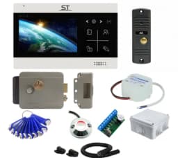 Комплект СКУД и сенсорного видеодомофона ST 4.3" с электромеханическим замком считывателем и ключами TM (черный/серебристый) Space Technology