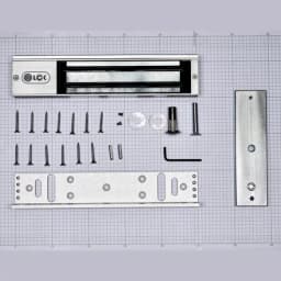 Электромагнитный замок (сила удержания 280кг), в комплекте с уголком, цвет серебристый сатинированный алюминий RAL 7047 RL-EML280-L0S R-Lock