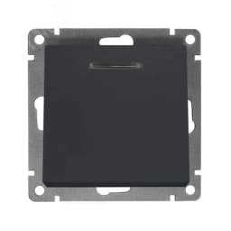 Выключатель одноклавишный с подсветкой UNIVersal серия Афина, с/у, 10А, 220В, графит (еврослот), механизм