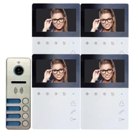 Комплект MAX KIT видеодомофона Elly + Ipanel 2 Металл 4 абонента 4 этажа Tantos