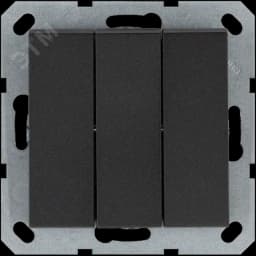 Выключатель трехклавишный 10A 250V~ с накладкой, цвет Антрацит Jasmart