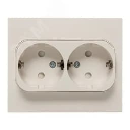 Стокгольм Розетка 2-местная с/з 16А белая с защ. штор.